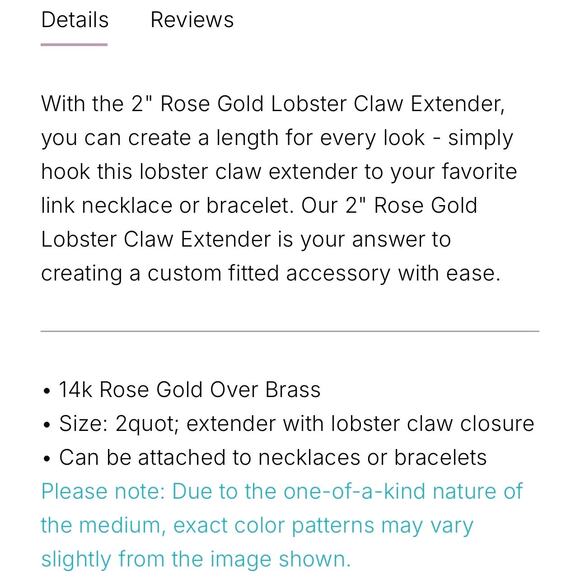 New Kendra Scott 2" 14K Rose Gold Lobster Claw Extender - Picture 5 of 5